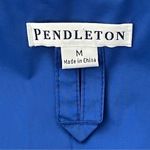 Pendleton Blue Down Puffer Jacket Womens M Lightweight Snap Zip Winter Coat - Picture 6 of 11